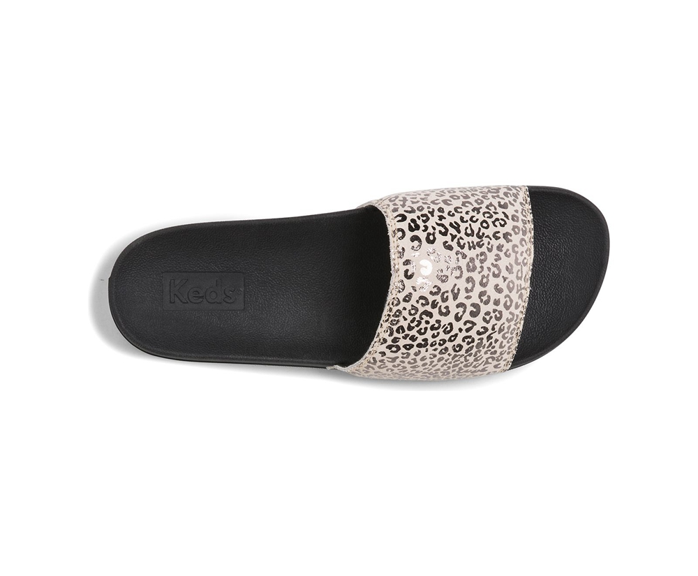 Sandalias Keds Mujer Negras/Doradas - Bliss Ii Cuero Leopard - 760-VLSBET